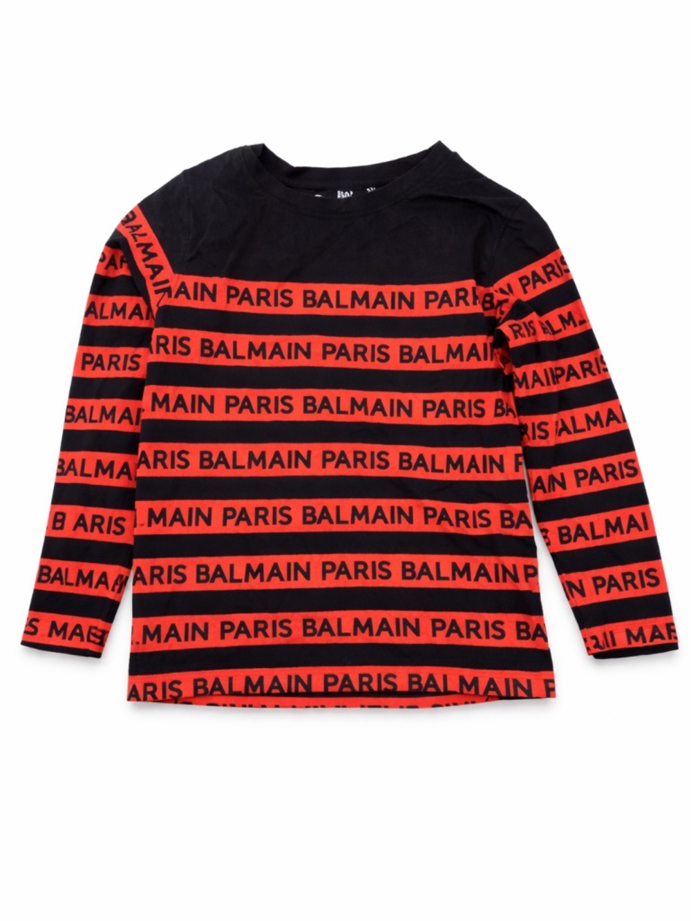 🔥🔥Balmain Paris Kids 4T Long Sleeve Logo Shirt | Black & Red Stripe | Designer